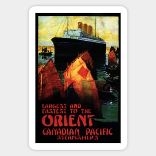 Largest Fastest to the Orient Steamships Advertising Vintage Travel Sticker